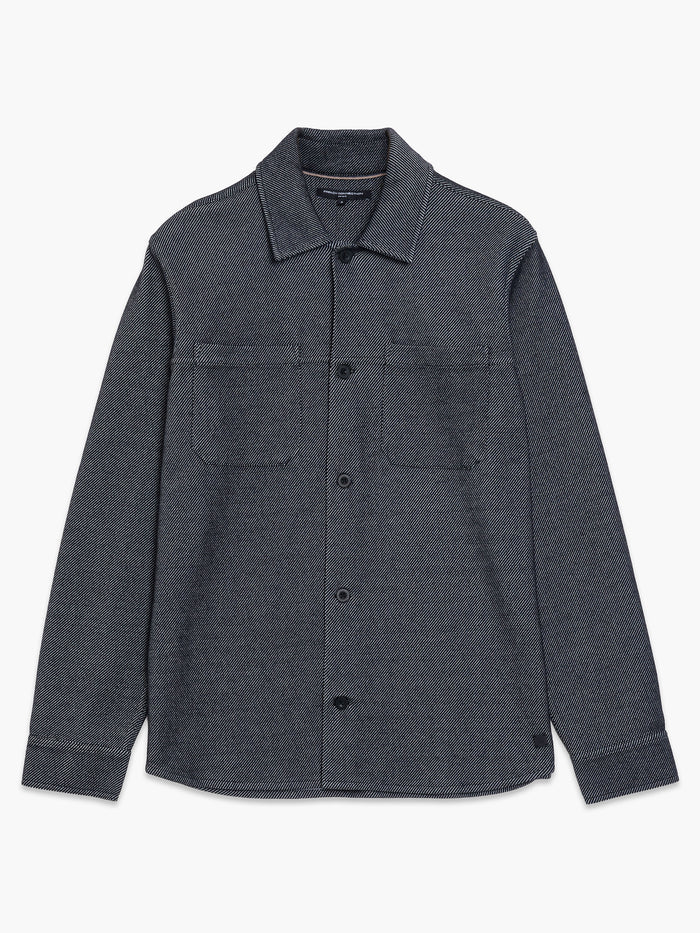 Long Sleeve Diagonal Stripe Jersey Monochrome Overshirt