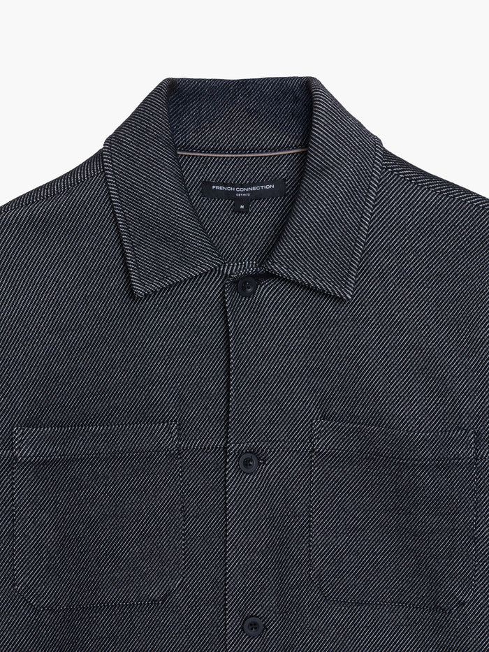 Long Sleeve Diagonal Stripe Jersey Monochrome Overshirt