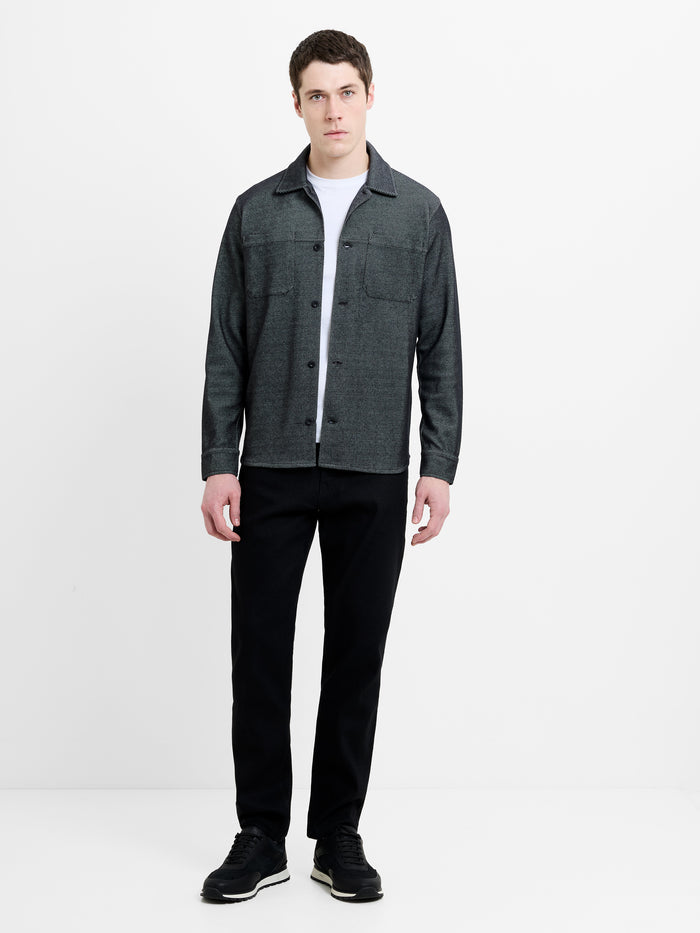 Long Sleeve Diagonal Stripe Jersey Monochrome Overshirt
