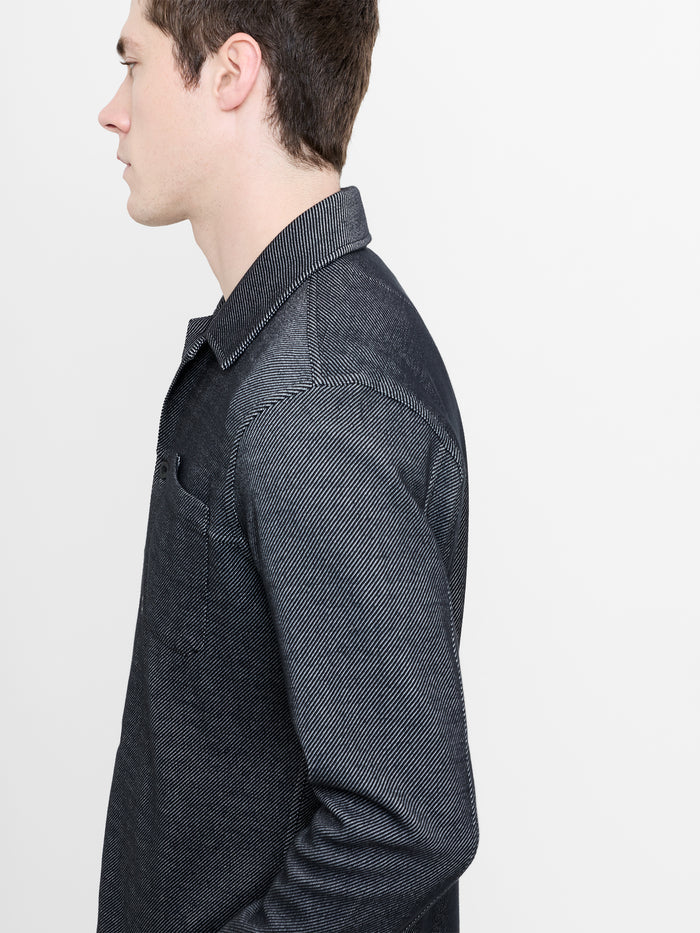 Long Sleeve Diagonal Stripe Jersey Monochrome Overshirt