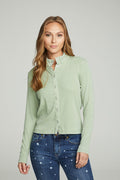 Long Sleeve Snap Front Mock Neck Tee WOMENS chaserbrand