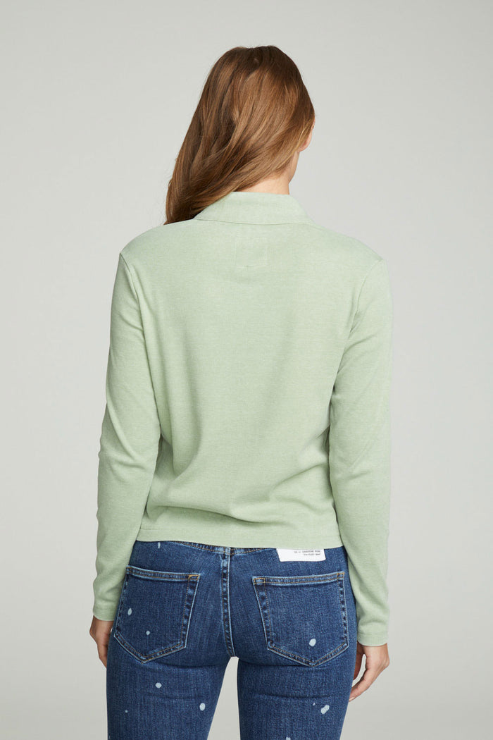 Long Sleeve Snap Front Mock Neck Tee WOMENS chaserbrand