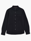 Long Sleeve Soft Textured Pocket Black Shirt