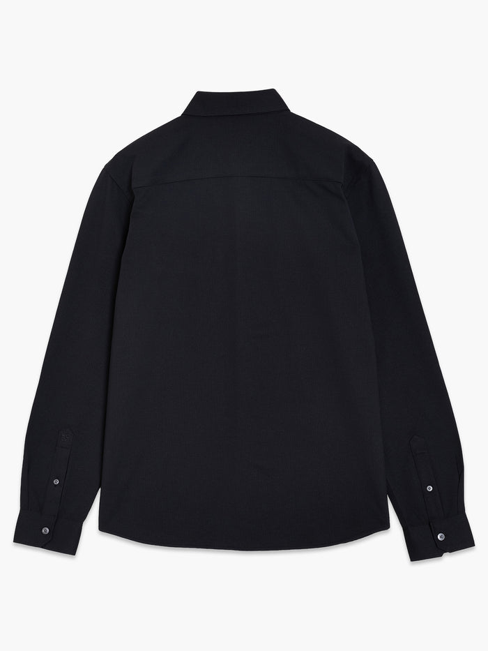 Long Sleeve Soft Textured Pocket Black Shirt