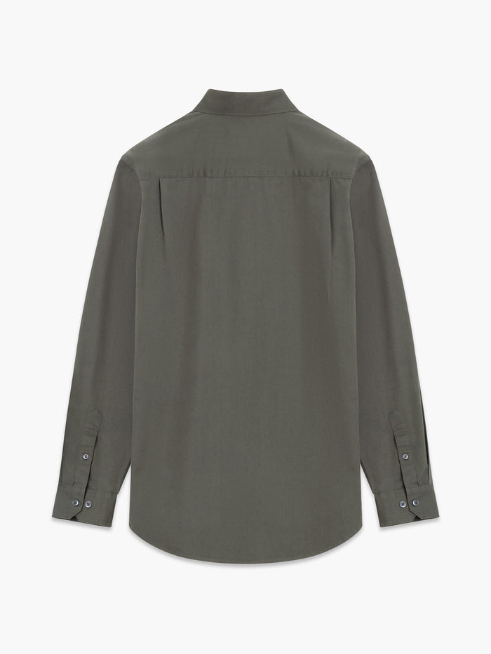 Long Sleeve Twill Khaki Green Oxford Shirt