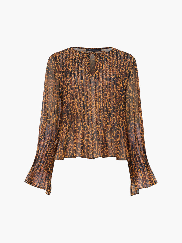Lottie Chiffon Leopard Print Orange Peplum Blouse