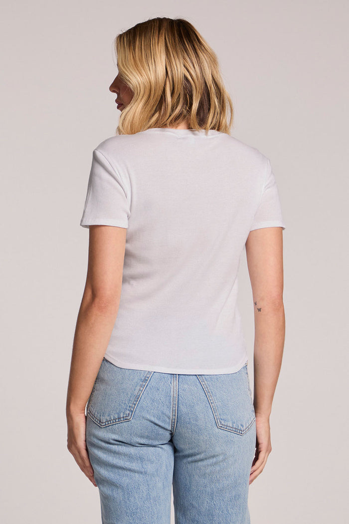 Chaser Louisa Tee in Light Heather Grey featuring clean back silhouette and soft drape