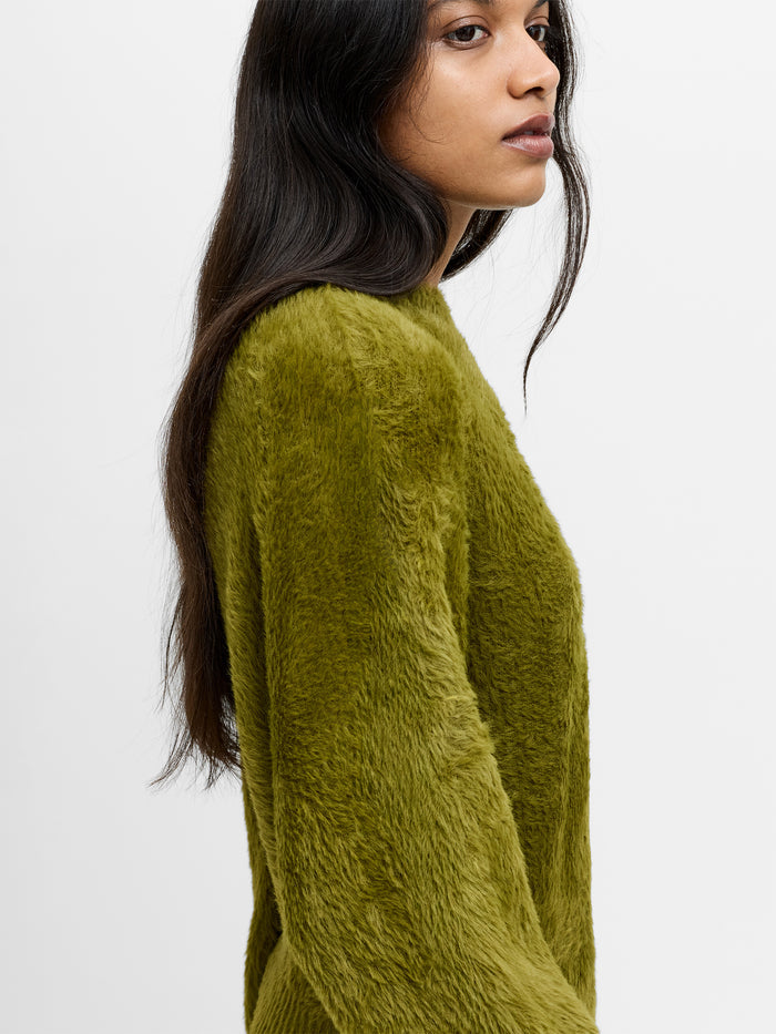 Lucille Green Fluffy Knit Jumper