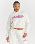 Lucky Boxy Hoodie - Cream/Pink