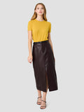 Madeline Brown Faux Leather Midi Skirt
