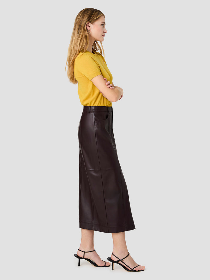 Madeline Brown Faux Leather Midi Skirt