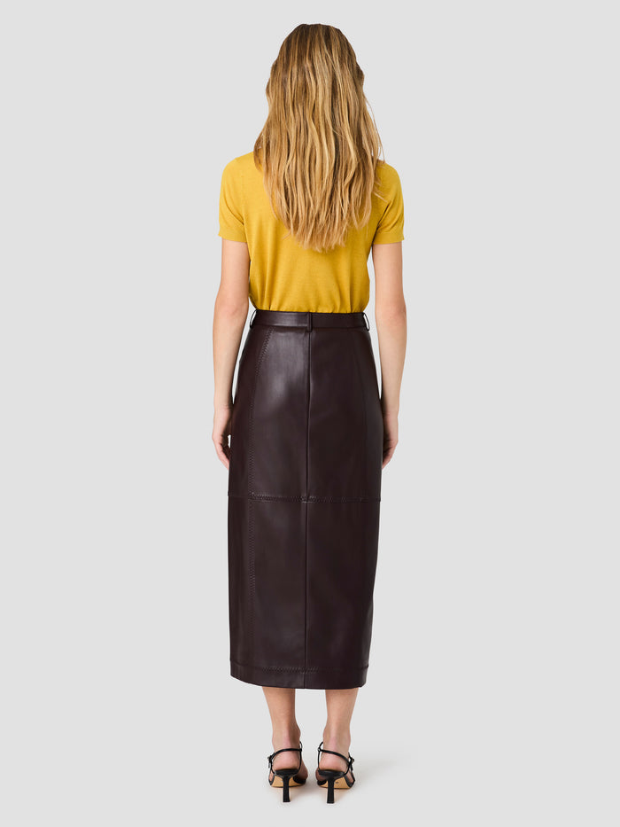 Madeline Brown Faux Leather Midi Skirt