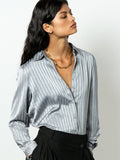 Maggie Silver Stripe Satin Shirt