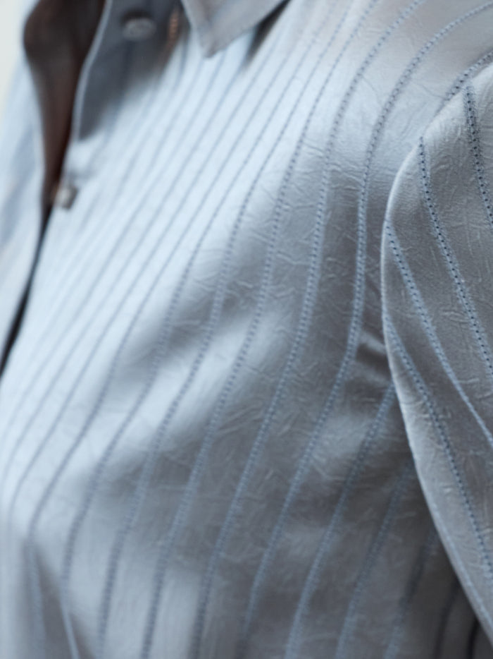 Maggie Silver Stripe Satin Shirt