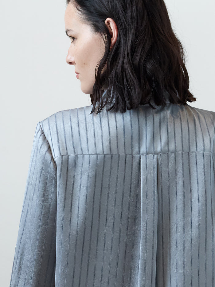 Maggie Silver Stripe Satin Shirt
