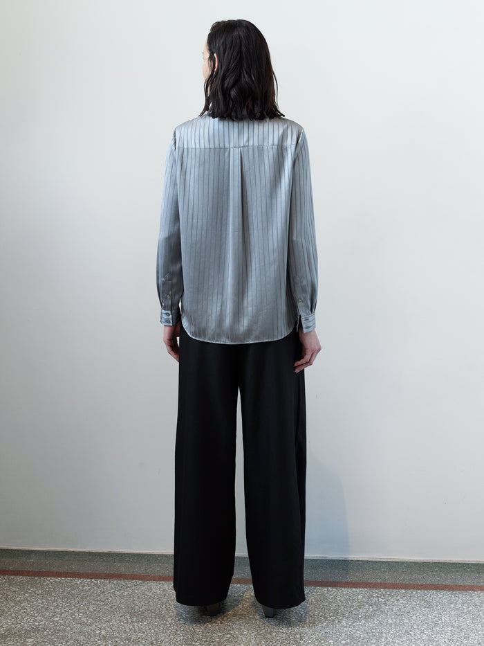 Maggie Silver Stripe Satin Shirt