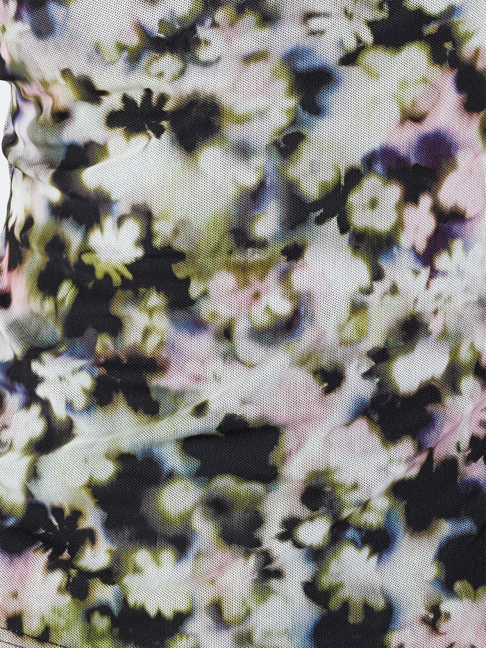 Marcy Floral Print Mesh Long Sleeve Top