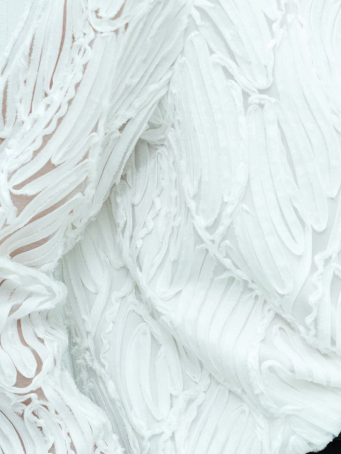 Margot White 3D Textured Long Sleeve Shirt