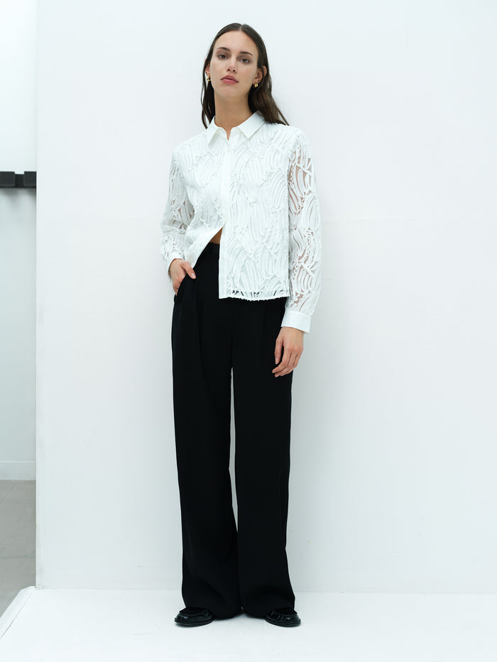 Margot White 3D Textured Long Sleeve Shirt
