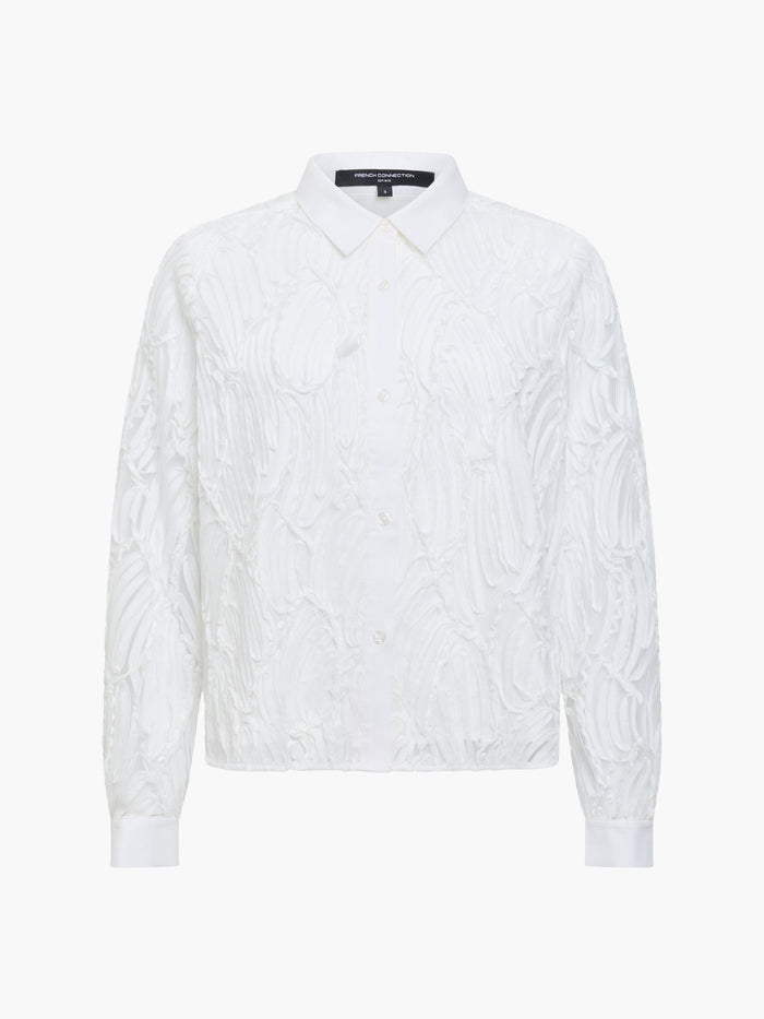 Margot White 3D Textured Long Sleeve Shirt