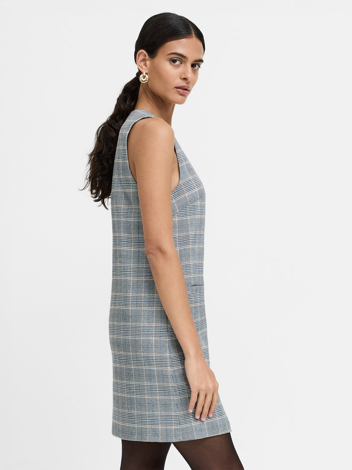 Matteo Plaid Button-Through A-Line Mini Dress