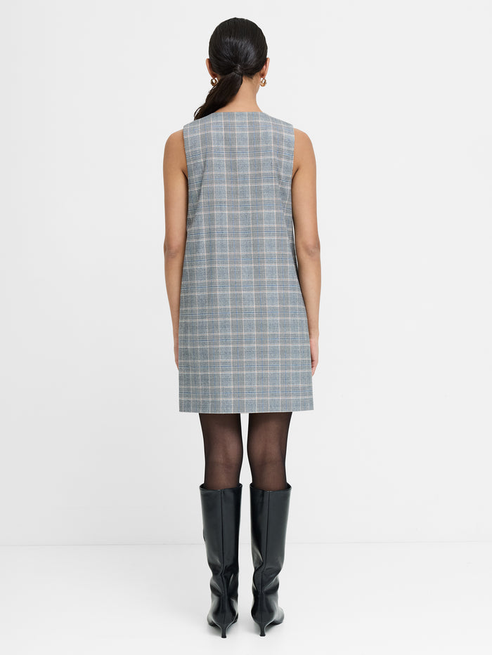 Matteo Plaid Button-Through A-Line Mini Dress
