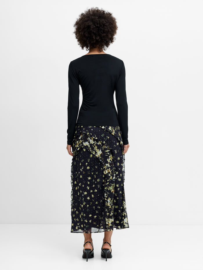 Maxine Black Draped Ring Detail Top