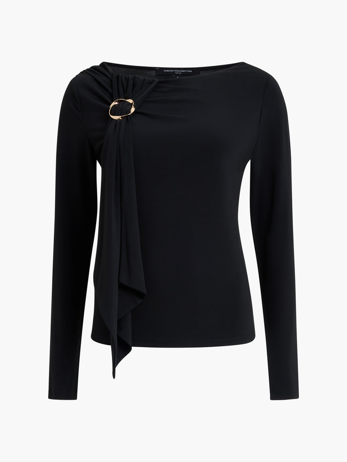 Maxine Black Draped Ring Detail Top