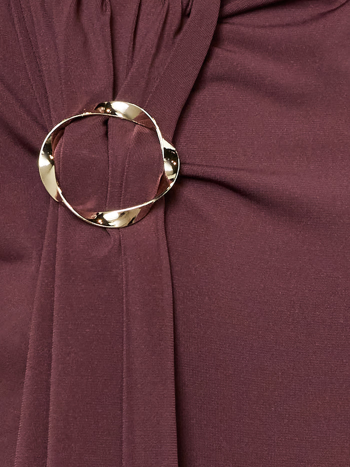 Maxine Burgundy Jersey Draped Ring Top