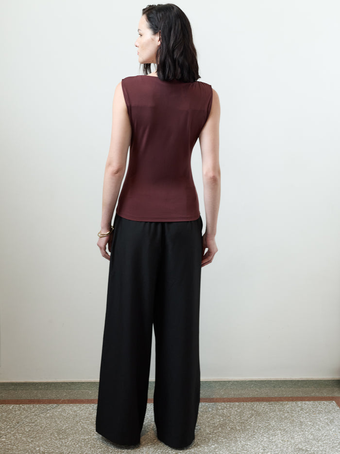 Maxine Burgundy Jersey Draped Ring Top