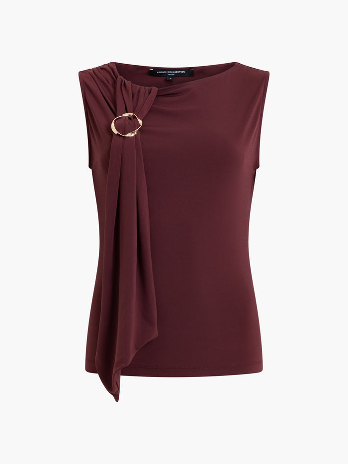 Maxine Burgundy Jersey Draped Ring Top