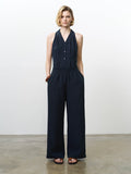 Melina Navy Wide Leg Trousers