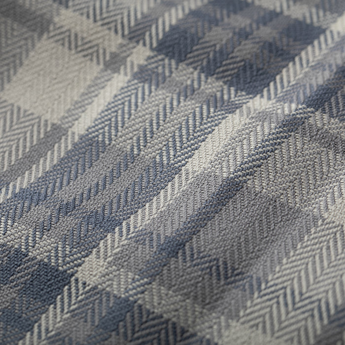 Close-up of the Men's Every Day Elite Flannel Shirt in Geary Grey, showcasing its blue and gray plaid fabric with a textured herringbone weave—ideal for a heavyweight cotton flannel men's shirt.
