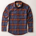 Pladra Men's Every Day Flannel Shirt in Portsmouth Blue Heather, 100% cotton, laid flat on a light background.