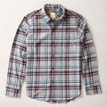 Pladra Men's Every Day Flannel Shirt in Richmond Grey, long-sleeve plaid, laid flat on a light background.