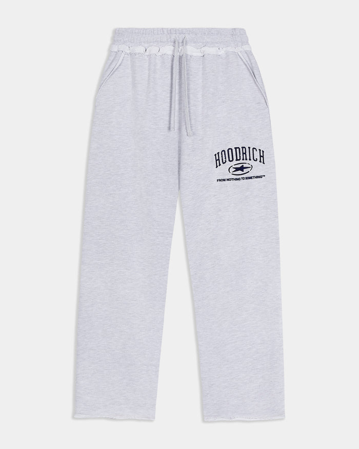Gray sweatpants with 'Hoodrich' logo on a white background