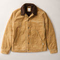 Pladra Men's Ironwood Sherpa Jacket in Acorn Tan with brown fleece collar, button front, and two front pockets.