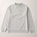 Men's Klamath Crew in Fog Grey, a cotton French terry sweatshirt with ribbed neckline, cuffs, and hem, shown flat.