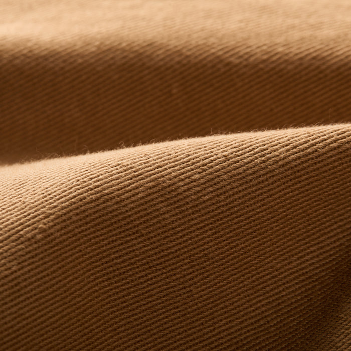 Close-up of Pladra Men's Sequoia Jacket in Tobacco Brown, showing corduroy ridges and soft, wavy texture.
