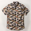 Pladra Men's S/S Printed Outdoor Aloha Shirt - Bears: Bear print, short sleeves, laid flat on white background.