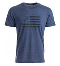 Men's Tri-Blend Flag Graphic Tee in Beacon Blue Heather, with a black antler graphic and PLADRA lettering on the front.