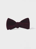 Merlot velvet bow tie, pre-tied, on light grey background
