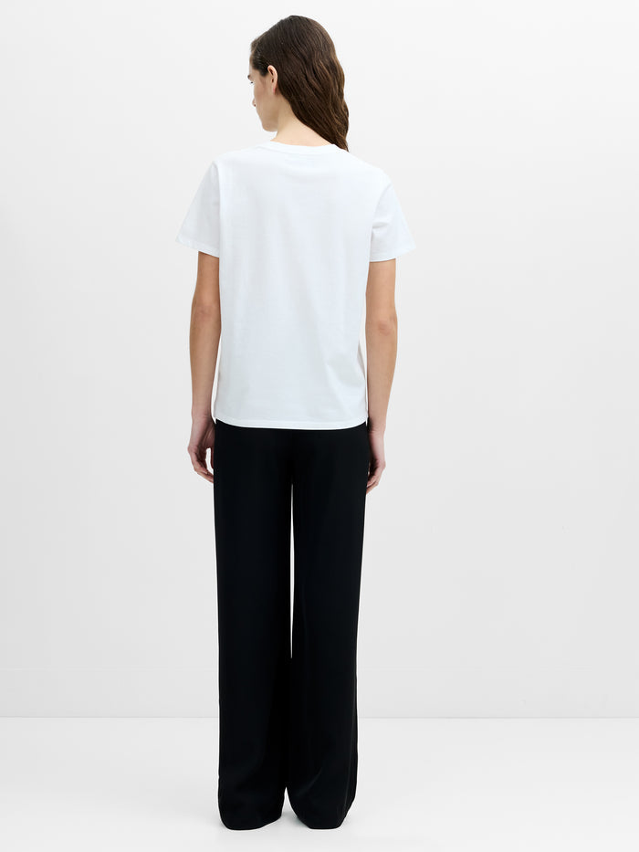 Mesh Bow White Cotton T-Shirt