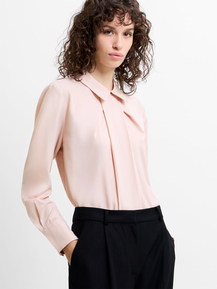 Mila Pleat Long Sleeve Light Pink Popover Shirt