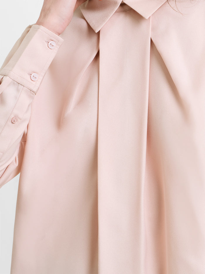 Mila Pleat Long Sleeve Light Pink Popover Shirt