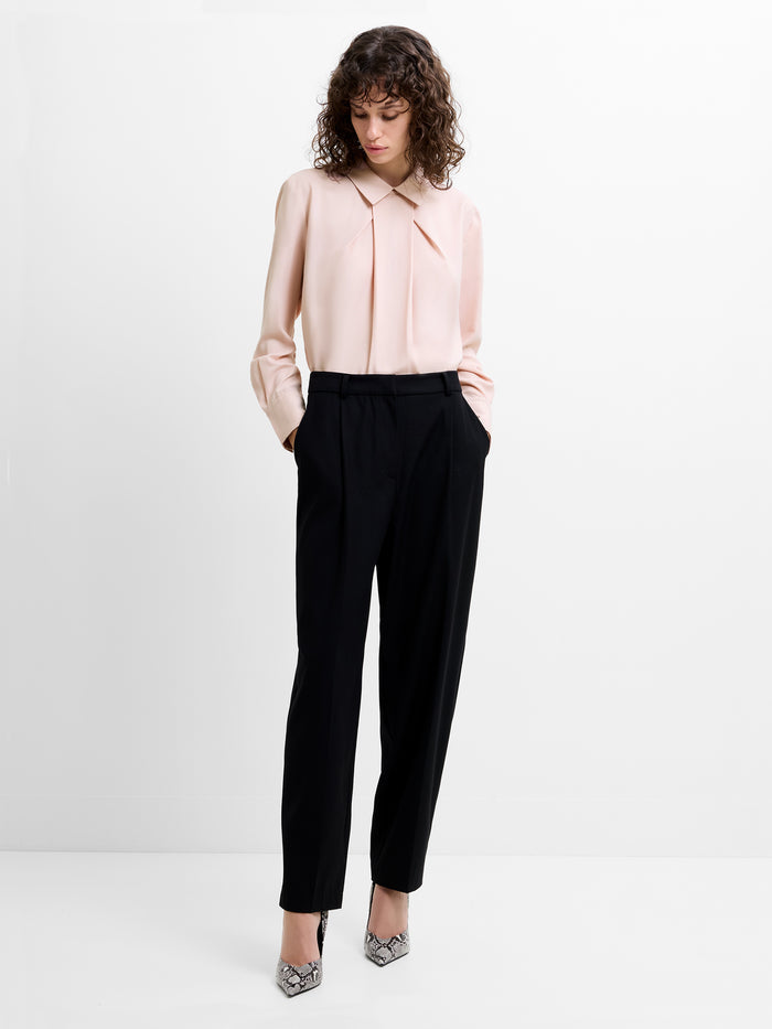 Mila Pleat Long Sleeve Light Pink Popover Shirt