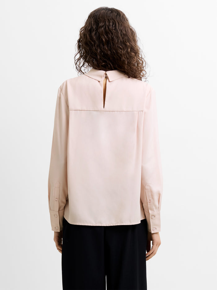 Mila Pleat Long Sleeve Light Pink Popover Shirt
