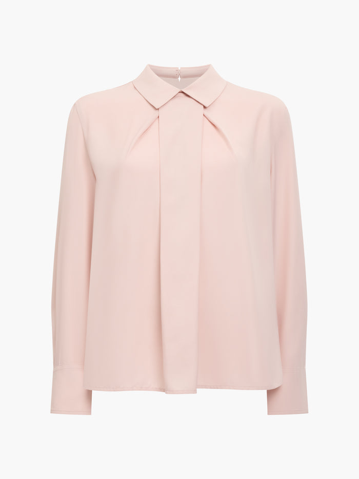 Mila Pleat Long Sleeve Light Pink Popover Shirt