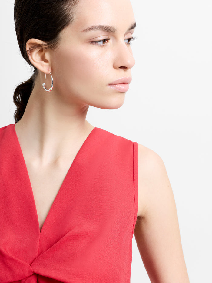 Mila Sleeveless V Neck Front Twist Red Top