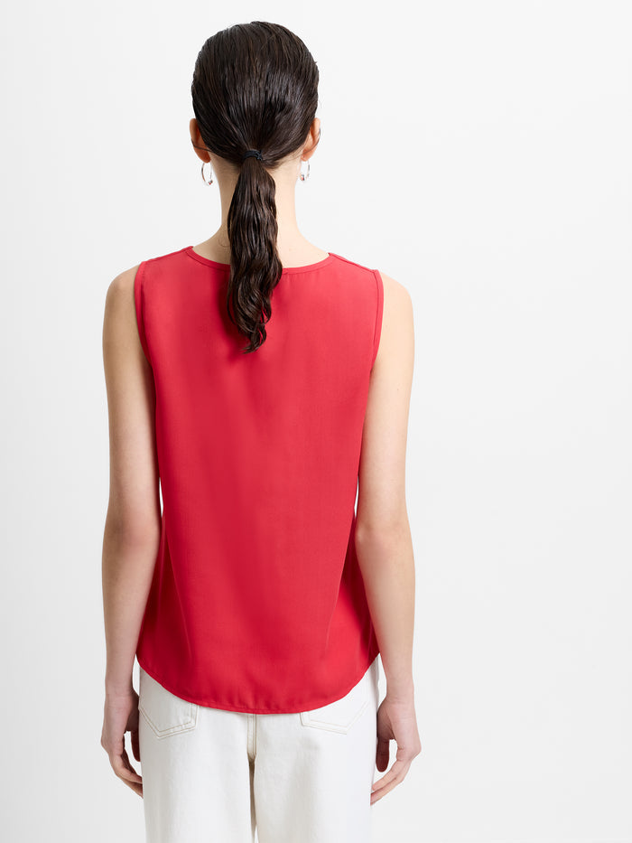 Mila Sleeveless V Neck Front Twist Red Top